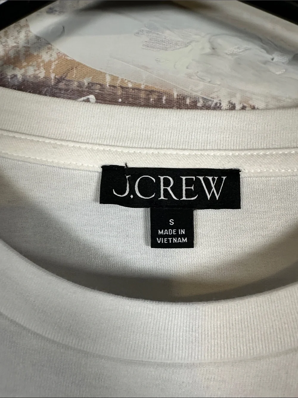 J.Crew White Long 3/4 Sleeve Crewneck Cotton T-Shirt Side Slit Hem Size S